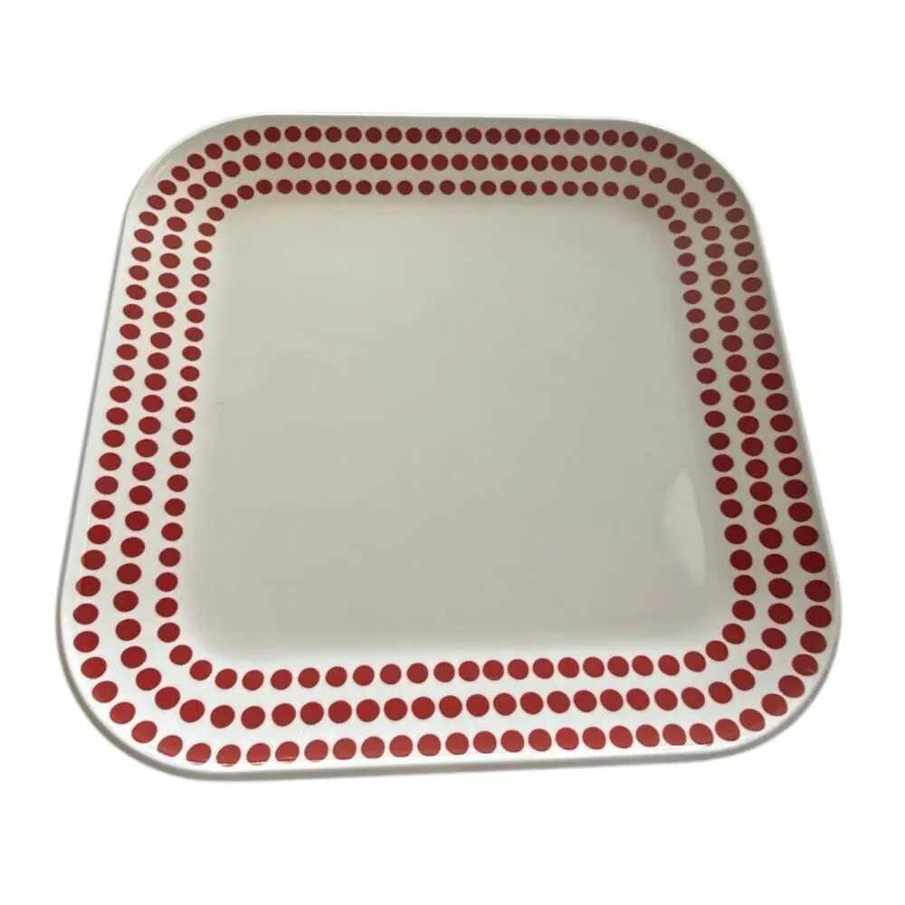 Room Essentials White Red Polka Dots Melamine Square Plates Set of 6